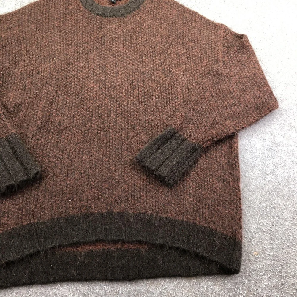 Banana Republic Sweater Mens Medium Brown Fuzzy Chunky Knit Crewneck Heavyweight